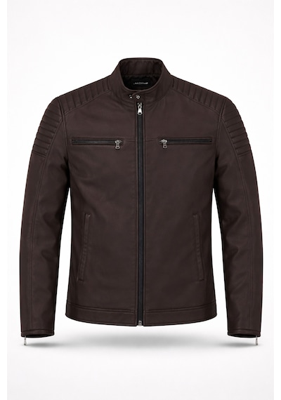 Mero Life Erkek Kahverengi Su Ve Rüzgar Geçirmez Slim Fit Astarlı Mevsimlik Mont
