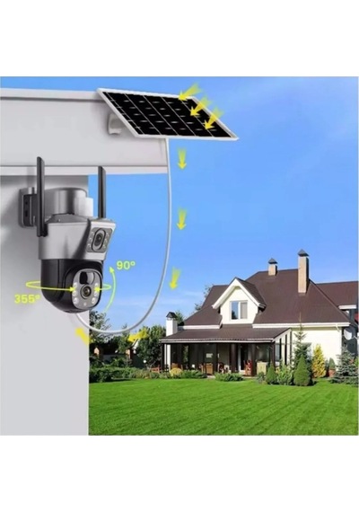 Ultimate V380pro S735 Solar Güneş Enerjili Gece Görüş İnsan Takibi 10mp Dual Lens 4g Kamera