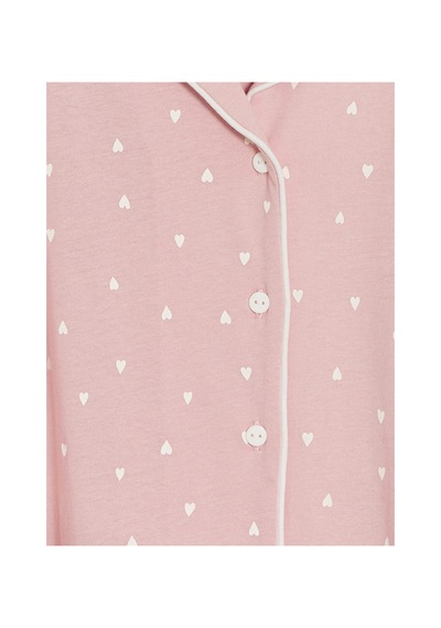 Lcw Dream Pembe Gömlek Yaka Desenli Kadın Pijama Takım