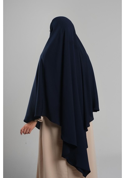 Hürrem Bone Lacivert Pratik Hazır Geçmeli Tesettür Eşarp Krep Bağcıklı Sufle Hijab 2313 02 Lacivert