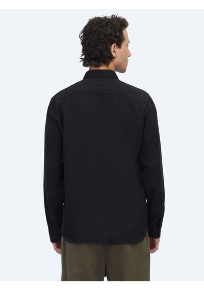 Kip Siyah Regular Fit Uzun Dokuma Casual Gömlek