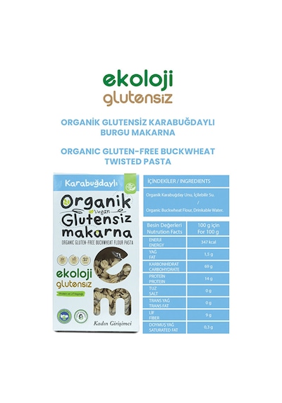 Organik Glutensiz Makarna Karabuğdaylı Burgu 200 Gr