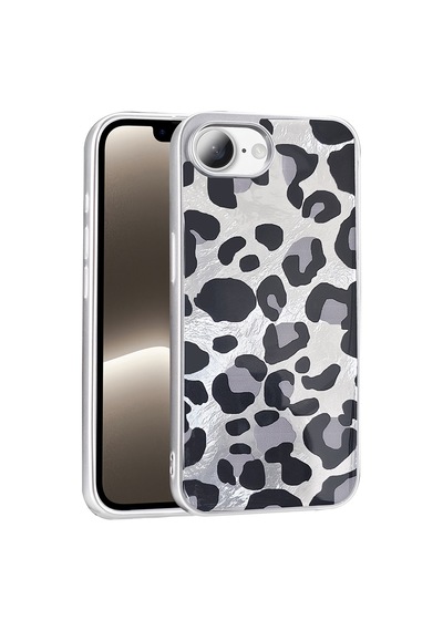 Apple iPhone Uyumlu,  17e Kılıf Desenli Zore Mep Kapak - Gri Leopar