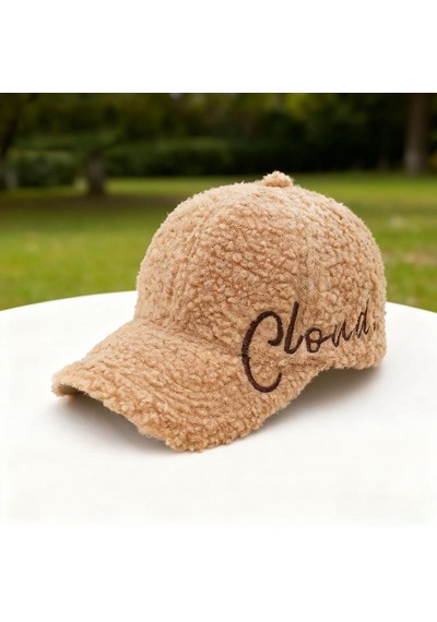Valkyrie Peluş Şapka Kadın Erkek Unisex Kışlık Şapka Cloud Nakışlı Ayarlanabilir Bej Teddy Şapka Kahve Kahverengi