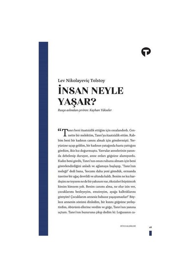 İnsan Ne ile Yaşar? - Lev Nikolayeviç Tolstoy - Turkuvaz Kitap