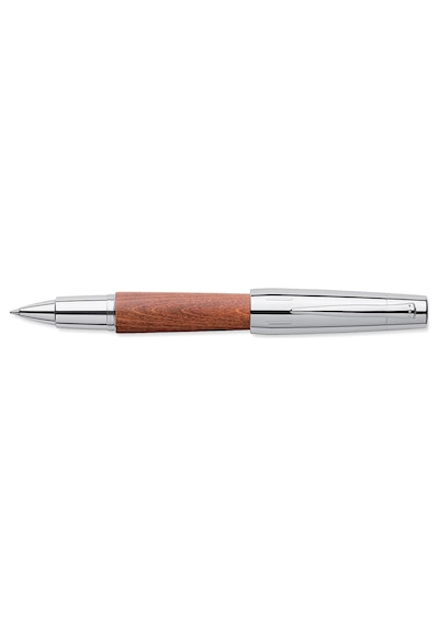Faber-Castell E Motion Roller Kalem Kahverengi,Krom KaplamaAhşap Gövde, Yaylı Klipsli,Hediye Kutulu Yazım Kalemi