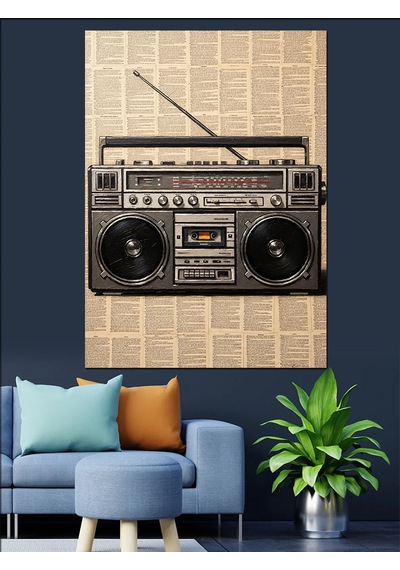 Ahşap Tablo Nostaljik Radyo Ve Gazete Tasarımı