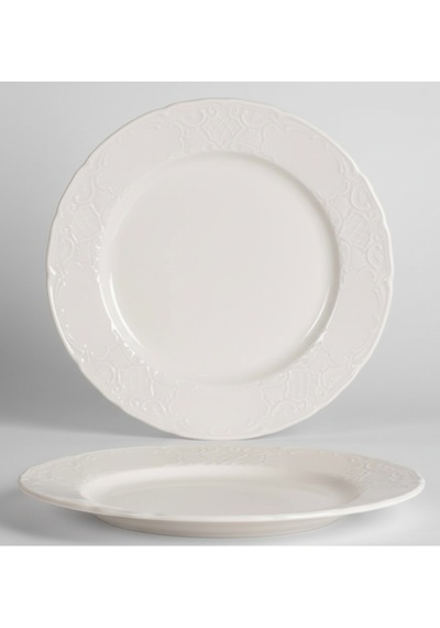 6 Kişilik Kabartma Desen Lisa Pasta Tabağı 21cm Krem Rengi