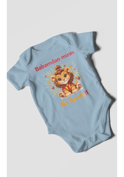 Morivokids Babadan Miras Bu Sevda Kısa Kollu Bebek Body Bebe Mavisi