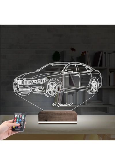 Luvivia Araba Bmw 4.20 Kişiye Özel 3d Lamba - Masa Gece Lambası Şeffaf