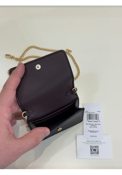 Coach Mini Wallet On A Chain Zincir Askılı Kadın Çanta Acı Kahverengi