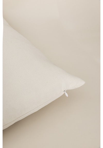 Charm Özel Püskül Dikiş Çam Ağacı Motifli Krem Kırlent 45x45 3525 Krem