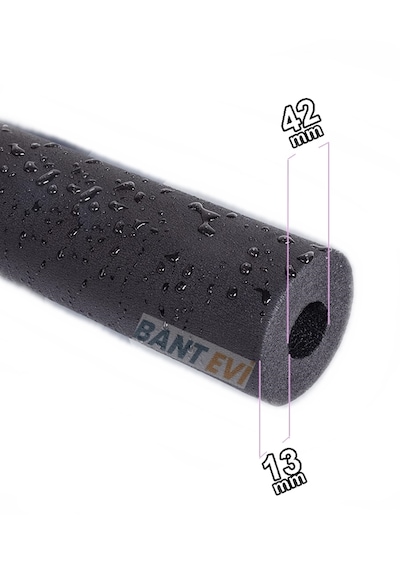 Kauçuk Boru İzolasyonu 1.1/4" İç Çap 42mm, 13mm Kalınlık, 2mt Boy