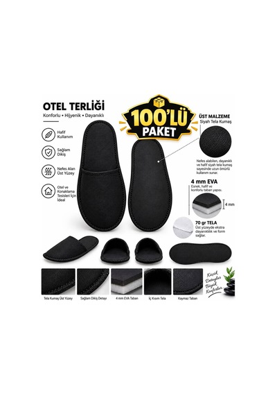 4mm Kalın Taban Siyah Otel Ve Misafir Terliği - Tek Kullanımlık Toptan Airbnb Spa Buklet Seti 100 Çift Siyah - 941710982 Siyah 4mm Kalın Taban Siyah Otel Ve Misafir Terliği - Tek Kullanımlık Toptan Airbnb Spa Buklet Seti 100 Çift Siyah - 941710982 Siyah