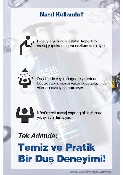 Saç, Yüz Ve Vücut İçin Hepsi Bir Arada Duş Jeli Dashu Daily Vita-flex All In One Body Wash 50ml Narenciye