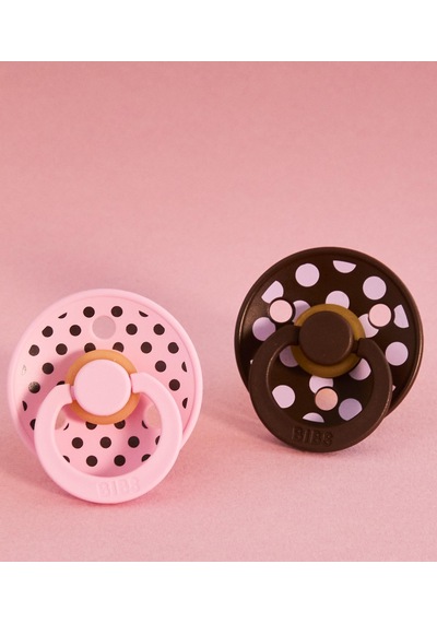 Bibs Studio Polka Big Kauçuk Emzik - Mocha Babypink 6-18 Ay