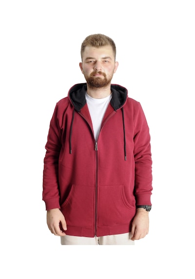 Mode Xl Büyük Beden Erkek Sweat Kapüşonlu Fermuarlı Outsider 23547 Bordo Bordo