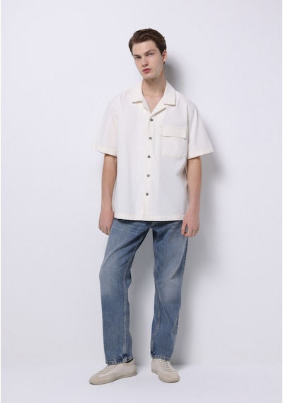 Colin's Colins Oversize Fit Klasik Yaka Düz Erkek Bej Kısa Kol Gömlek Cl1074791 Q1.v1 Dn44278 Denim
