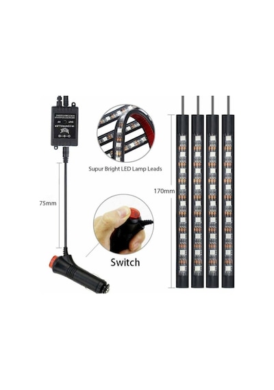 Araç Içi Aydınlatma Kumandalı Müziğe Duyarlı Led Ayak Altı Led 9 (523349647)
