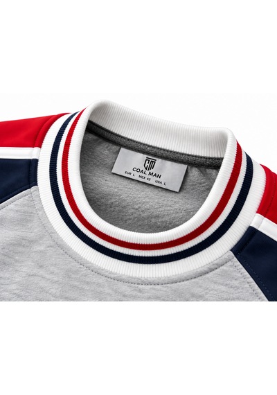 Coal City Erkek Detaylı Renk Bloklu Sıfır Yaka Sweatshirt Gri