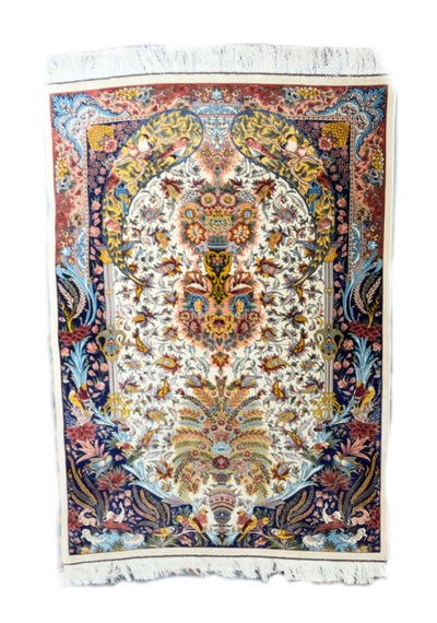 İran İpek Makine Halısı 100 150 Cm Çok Renkli