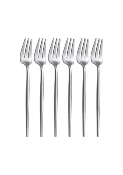 Limon Ve Fondü Çatalı Seti, Gümüş Renk, 6 Parça, Çelik, 13 Cm, Açık Ceviz
