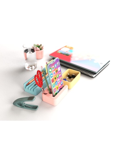 Idy Arc - Desk Organizer Mıknatıslı Çok Bölmeli Masaüstü Düzenleyici Ve Telefon Standı Çok Renkli