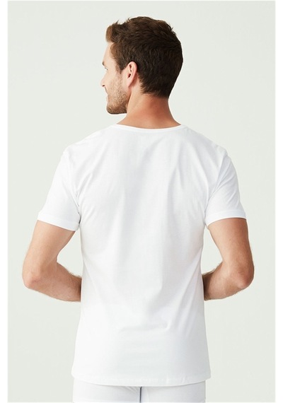 U.S. Polo Assn. U.s Polo Assn. 80199 Erkek 2 Li Kısa Kol V Yaka Atlet -beyaz Beyaz