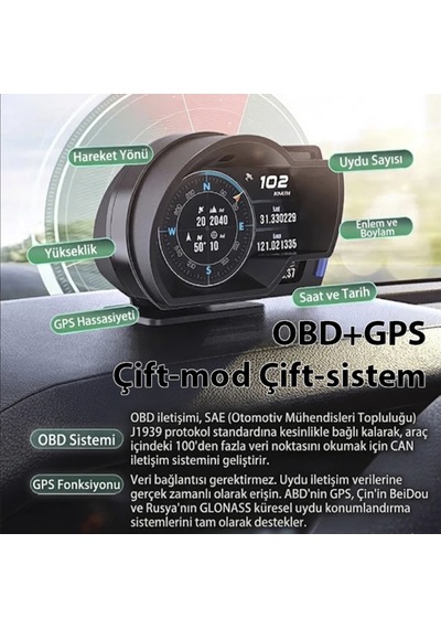 Volkswagen Golf 7 2012-2019 Uyumludur Obd2 Gps Hız Devir Gösterge Ekranı