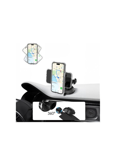 Lenyes Cr184 360 Derece Dönebilen Teleskopik Vantuzlu Araç Telefon Tutucu Siyah