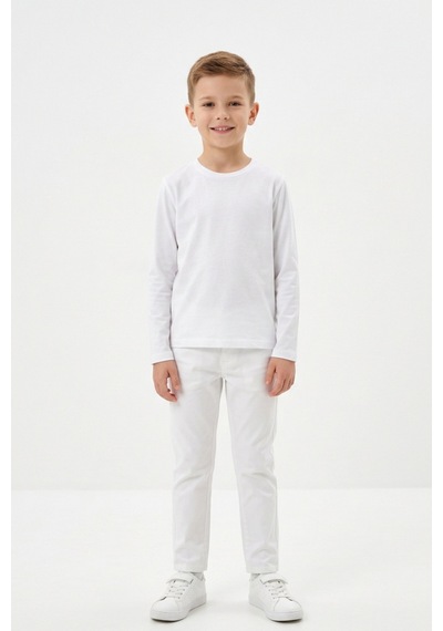 Kiagu Erkek Çocuk Uzun Kollu Basic Düz Tişört %100 Pamuk Bisiklet Yaka T-shirt 2-13 Yaş Beyaz Kiagu Erkek Çocuk Uzun Kollu Basic Düz Tişört %100 Pamuk Bisiklet Yaka T-shirt 2-13 Yaş Beyaz