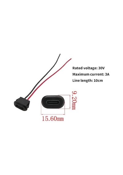 Usb Type-c Konnektör Siyah Jack Dişi Type-c Kablolu