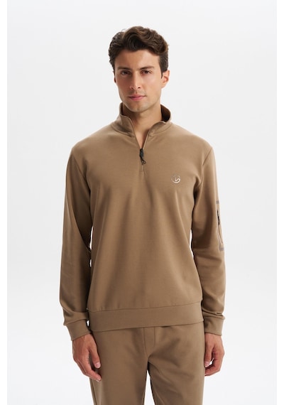 Ar-ma Erkek Slim Fit Dik Yaka Yarım Fermuar Pamuklu Sweatshirt Sol Kol Fermuar Cepli K30404685702 Gri-bej G8 Gri - Füme Ar-ma Erkek Slim Fit Dik Yaka Yarım Fermuar Pamuklu Sweatshirt Sol Kol Fermuar Cepli K30404685702 Gri-bej G8 Gri - Füme