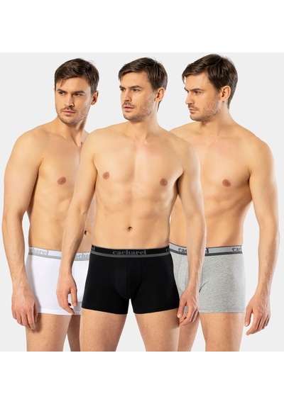 Cacharel Cacharek Erkek 3'Lü Boxer 1337 Beyaz-Gri-Siyah