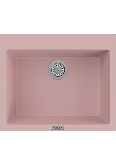 Polex Cristalüx Granit Evye P-X60 Pembe Tezgah Altı Ve Tezgah Üstü Kare Mutfak Evyesi 60x50 CM