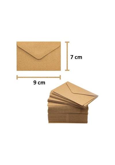 100 Adet Kraft Renkli Küçük Zarf 7x9