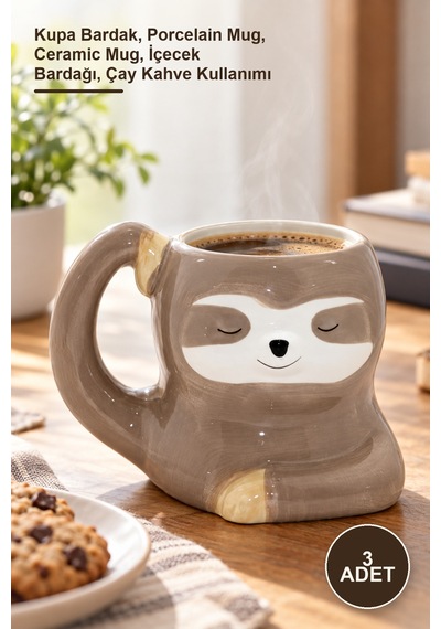 3 Adet Porselen Tasarım Kupa Kupa Bardak, Porcelain Mug, Ceramic Mug, İçecek Bardağı, Çay Kahve Kullanımı 1