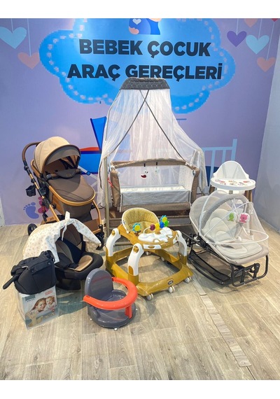 Yeni Doğan Grand Plus Bebek Çeyiz Seti Bebek Arabası Puset Örtüsü Beşik Mama Sandalyesi...