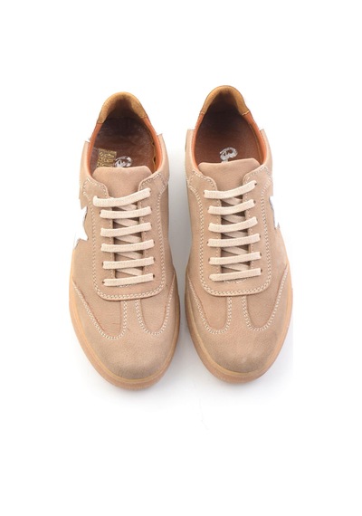 Bambi Bej Hakiki Deri Kadın Sneaker K01045050301