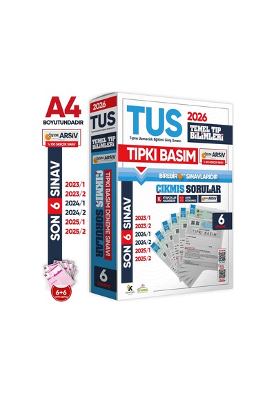 Karakutu Yayınları 2026 Tus Temel Tıp Bilimleri Ösym Çıkmış Soru Tıpkı Basım Son 3 Yıl 6lı Deneme Kitapçığı