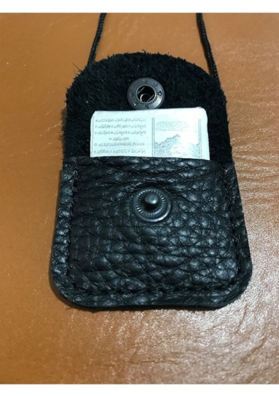 Kayı Dörtgen Cevşen Dualı Kolye Muska Siyah Hakiki Deri Çıtçıtlı Çok renkli