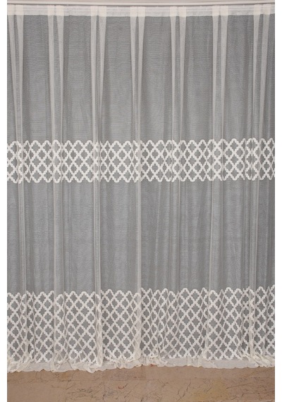 Osmanlı Model Krem Renk Dikilmiş Pileli Fon Perde 300x260 Cm