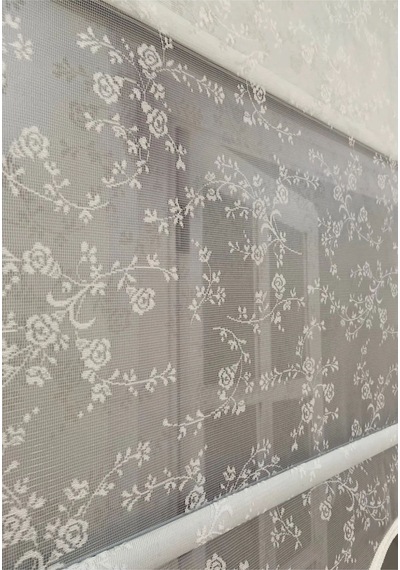 Çiçek Işlemeli Kırık Beyaz Renginde Çift Mekanizmalı Tül Ve Stor Zebra Perde Kırık Beyaz - 109735823 Kırık Beyaz