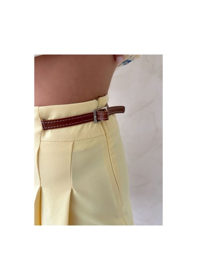 Verymoda Kemer Detaylı Şort Etek D2641 Sarı