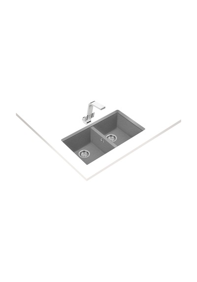 Teka Square 760 Tg Çift Hazneli Tezgahaltı Tegranite Eviye - Stone Grey - 115260025