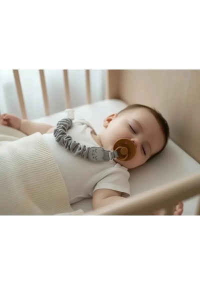 Babyjem Bürümcüklü Emzik Askısı Gri
