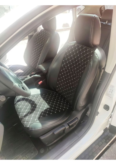 Nissan Qashqai 2007 2013 Arası Uyumlu Sırt 2+1 Arka Sırt Kolcaklı Model Siyah Zemin Beyaz Nakışlı