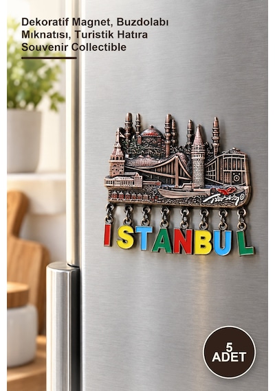 5 Adet Sarkaçlı İstanbul Temalı Magnet Dekoratif Magnet, Buzdolabı Mıknatısı, Turistik Hatıra Souvenir Collectible