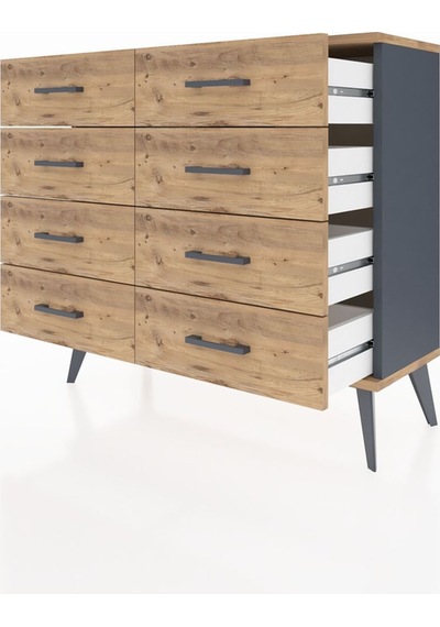 Arges Şifonyer 8 Çekmeceli 88x30x80 Antrasit-çam Çam Arges Şifonyer 8 Çekmeceli 88x30x80 Antrasit-çam Çam