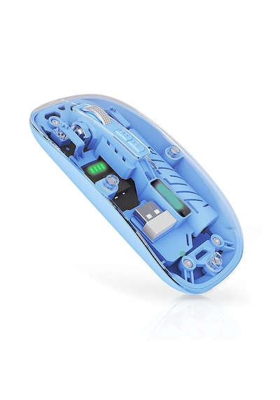 Şeffaf Tasarım Bluetooth + 2.4g Kablosuz Şarjlı Mouse -